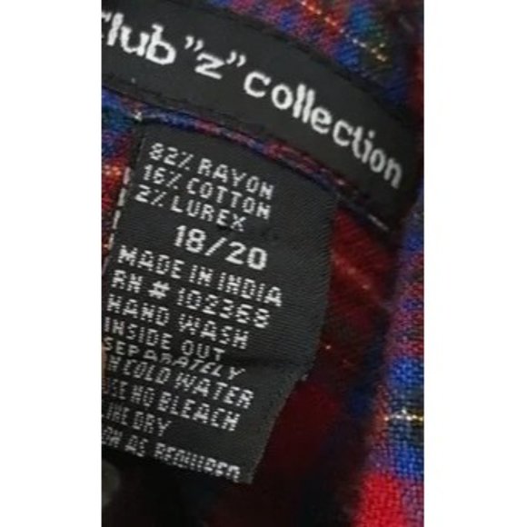 Soft Metallic Plaid Button Up Shirt Red Blue 18/20 - Picture 5 of 5